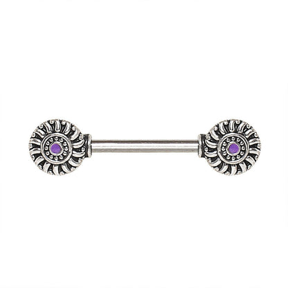 Stainless Steel Violet Windwheel Nipple Bar Nipple Ring Impulse Piercings