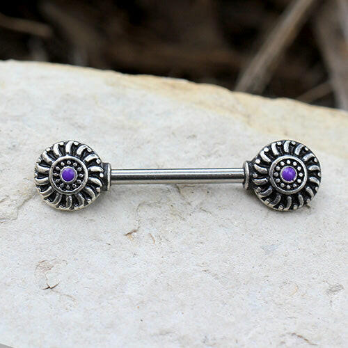 Stainless Steel Violet Windwheel Nipple Bar Nipple Ring Impulse Piercings