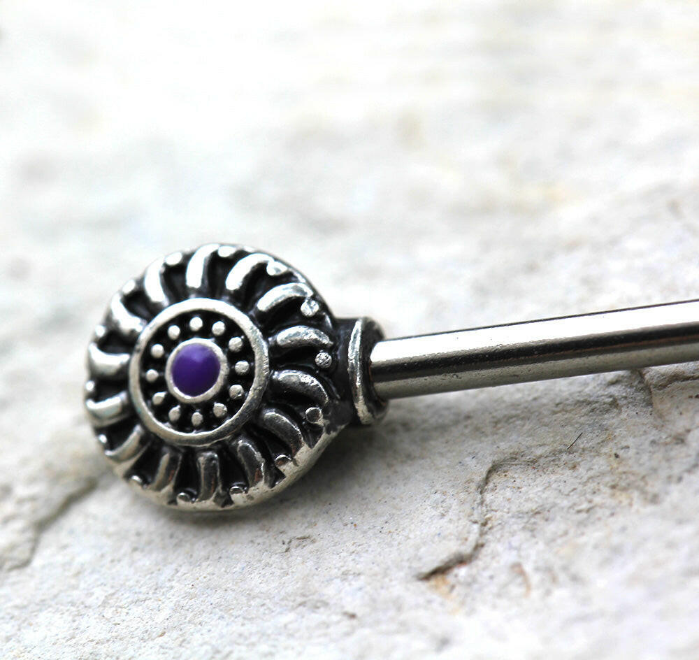 Stainless Steel Violet Windwheel Nipple Bar Nipple Ring Impulse Piercings