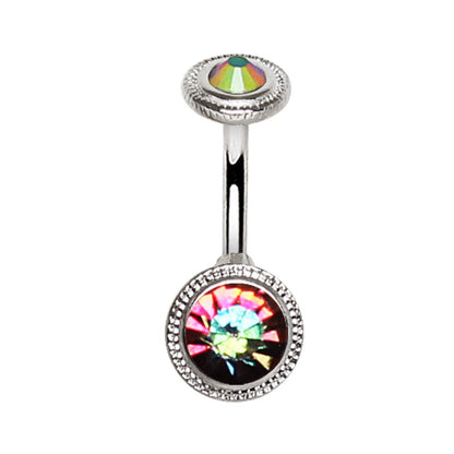 Stainless Steel Vitrail Medium Discs Navel Ring - Skin Metals