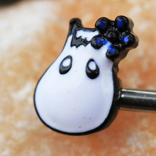 Stainless Steel White Hippo Nipple Bar Nipple Ring Impulse Piercings