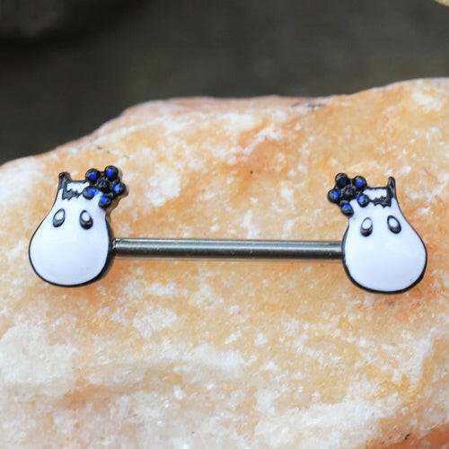 Stainless Steel White Hippo Nipple Bar Nipple Ring Impulse Piercings