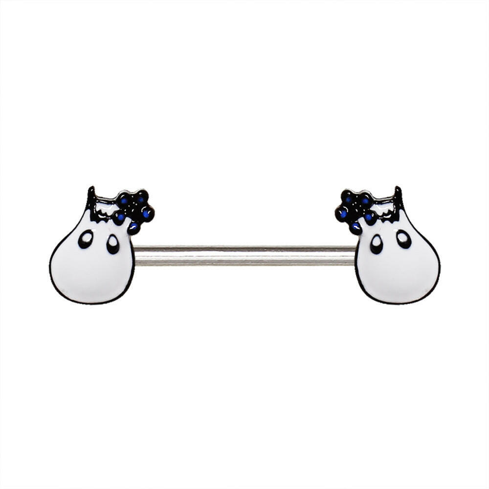 Stainless Steel White Hippo Nipple Bar Nipple Ring Impulse Piercings