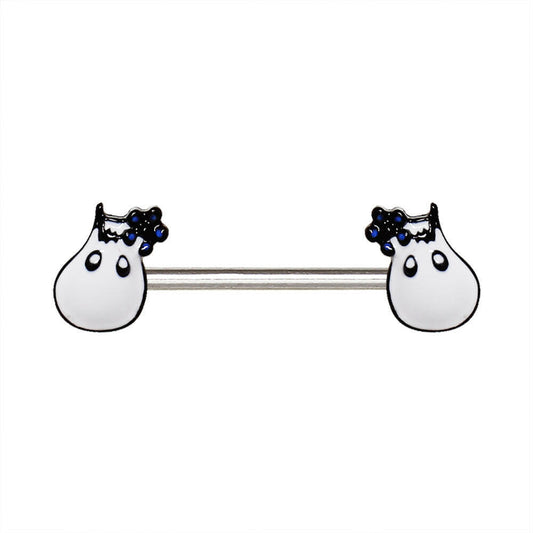 Stainless Steel White Hippo Nipple Bar Nipple Ring Impulse Piercings