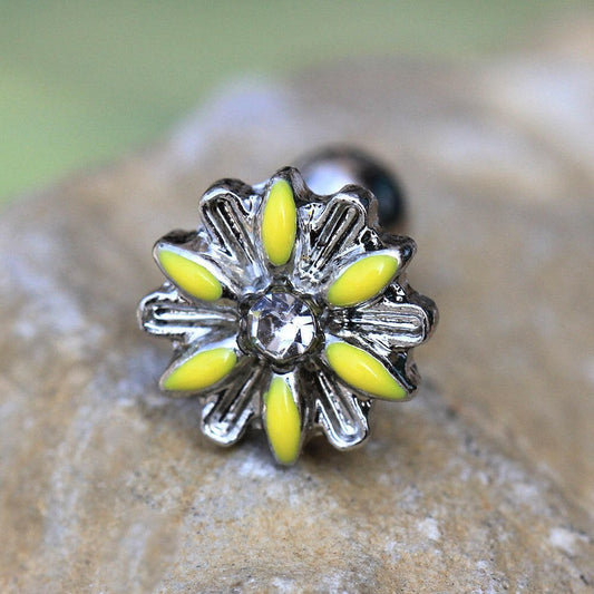 Stainless Steel Yellow Daisy Cartilage Earring