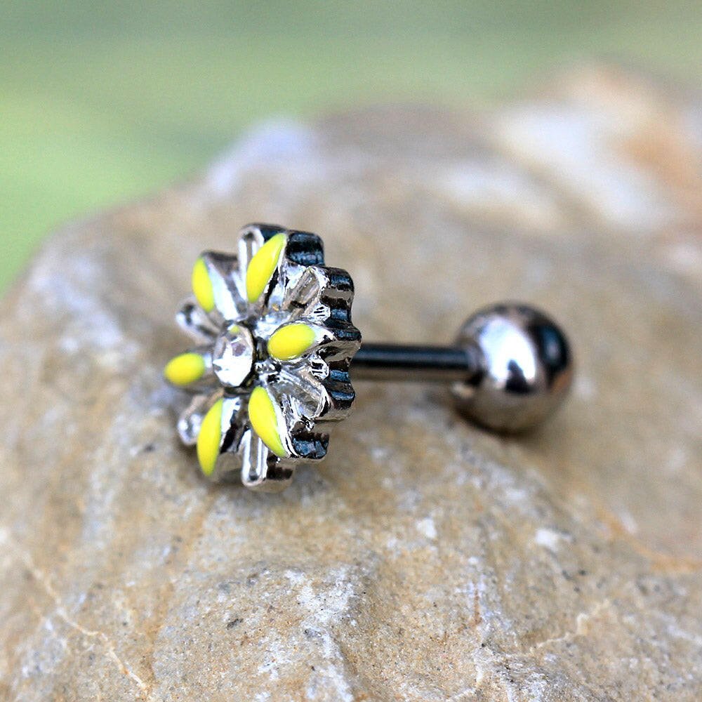 Stainless Steel Yellow Daisy Cartilage Earring Cartilage Earring Impulse Piercings