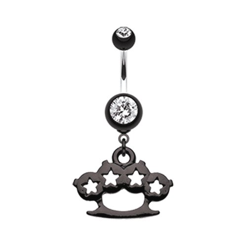 Star Brass Knuckle Belly Button Ring Navel Ring Impulse Piercings Black