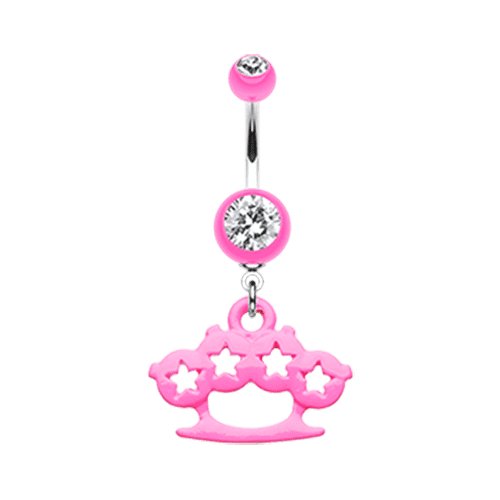 Star Brass Knuckle Belly Button Ring Navel Ring Impulse Piercings Pink