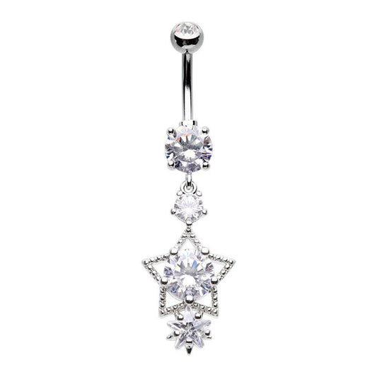 Star Cluster Cubic Zirconia Belly Button Ring Navel Ring Impulse Piercings