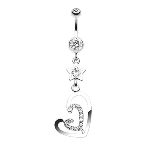 Star Double Loop Heart Belly Button Ring Navel Ring Impulse Piercings Clear