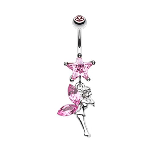 Star Fairy Belly Button Ring Navel Ring Impulse Piercings Light Pink