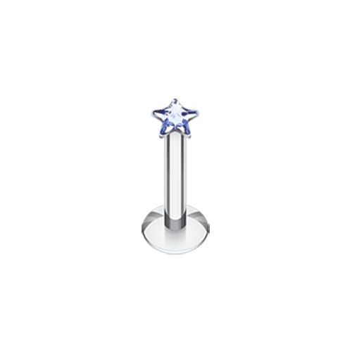 Star Gem Top Internally Threaded Labret Labret Impulse Piercings 16 GA (1.2mm) Tanzanite