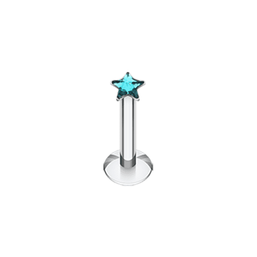 Star Gem Top Internally Threaded Labret Labret Impulse Piercings 16 GA (1.2mm) Teal