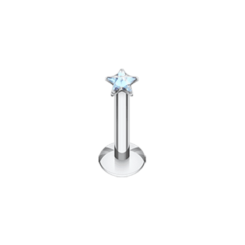 Star Gem Top Internally Threaded Labret Labret Impulse Piercings 16 GA (1.2mm) Aurora Borealis