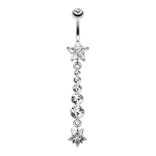 Star Journey Gem Dangle Belly Button Ring Navel Ring Impulse Piercings Clear