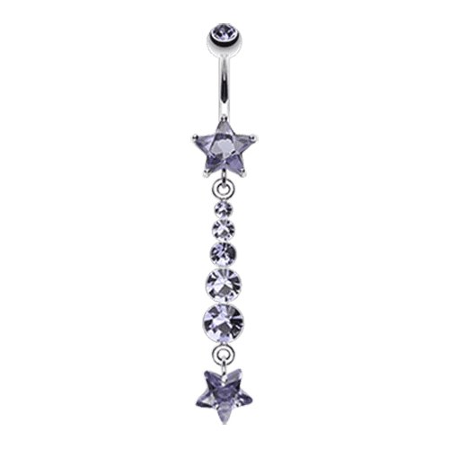 Star Journey Gem Dangle Belly Button Ring Navel Ring Impulse Piercings Tanzanite