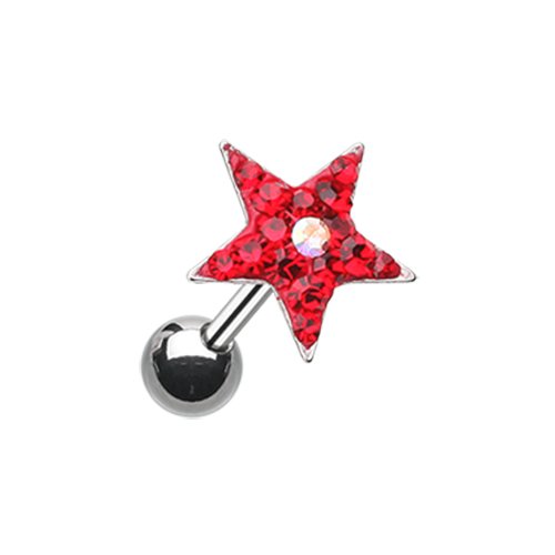 Star Point Multi-Sprinkle Dot Multi-Gem Cartilage Tragus Earring Cartilage Earring Impulse Piercings Red