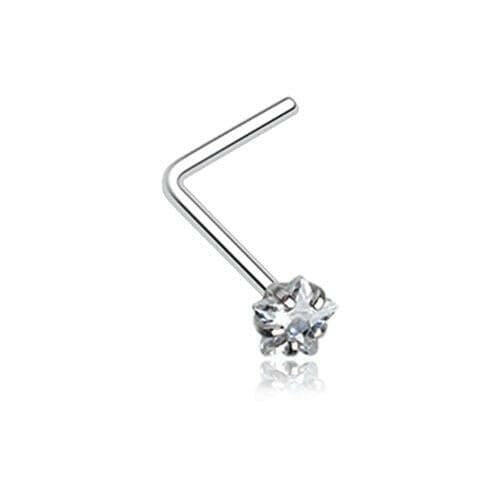 Star Prong Set Gem Top L-Shaped Nose Ring Nose Ring Impulse Piercings