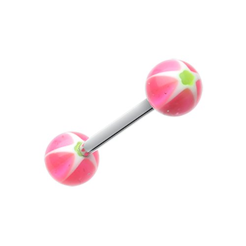 Star Punch Acrylic Top Barbell Tongue Ring Barbell Impulse Piercings Pink