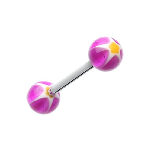 Star Punch Acrylic Top Barbell Tongue Ring Barbell Impulse Piercings Purple