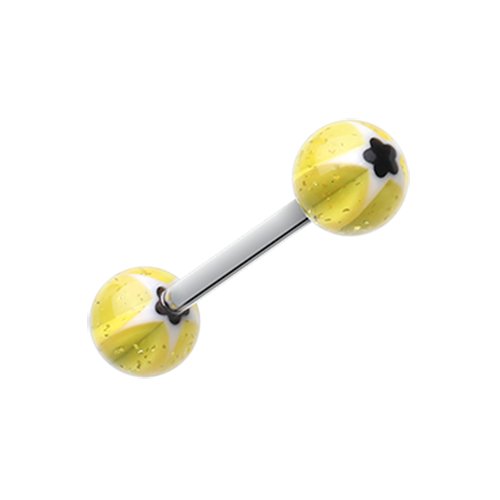 Star Punch Acrylic Top Barbell Tongue Ring Barbell Impulse Piercings Yellow