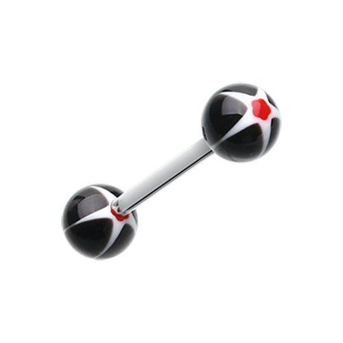 Star Punch Acrylic Top Barbell Tongue Ring Barbell Impulse Piercings Black