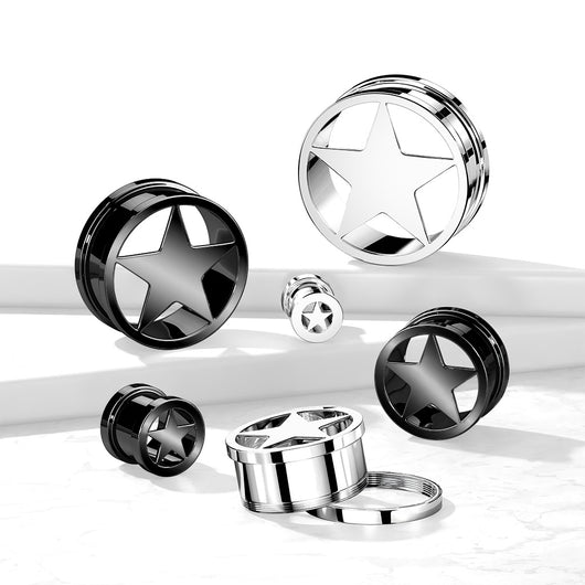 Star Screw Fit Flesh Tunnel Surgical Steel Tunnels Impulse Piercings