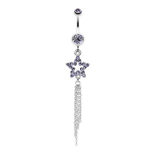 Star Sparkle Chain Drop Dangle Belly Button Ring Navel Ring Impulse Piercings Tanzanite