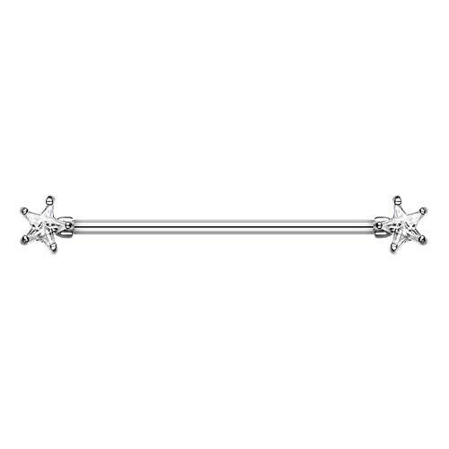 Star Sparkle Industrial Barbell Industrial Barbell Impulse Piercings Clear