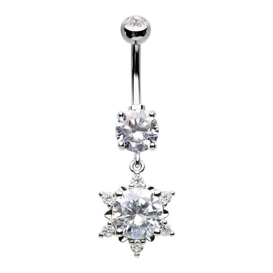 Starburst Cubic Zirconia Belly Button Ring Navel Ring Impulse Piercings