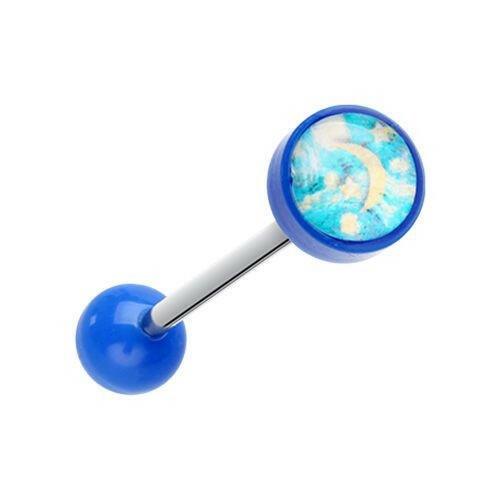 Starry Night Acrylic Logo Barbell Tongue Ring Barbell Impulse Piercings