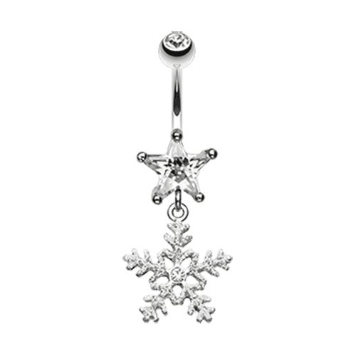 Stars and Snowflakes Belly Button Ring Navel Ring Impulse Piercings Clear