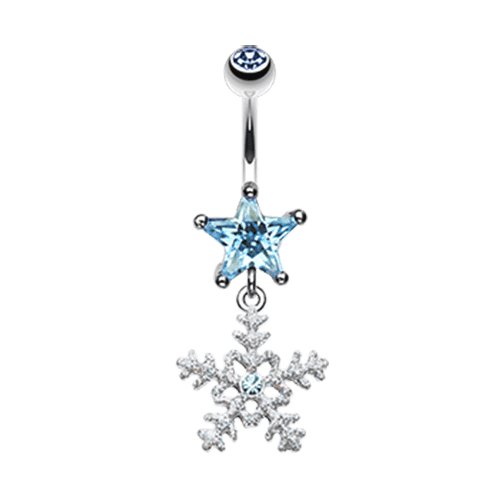 Stars and Snowflakes Belly Button Ring Navel Ring Impulse Piercings Aqua