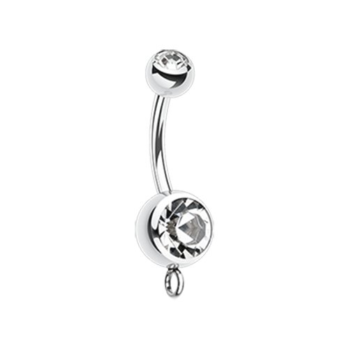 Steel 'Add-On Dangle' Gem Ball Belly Button Ring Navel Ring Impulse Piercings Clear