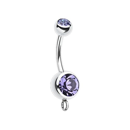 Steel 'Add-On Dangle' Gem Ball Belly Button Ring Navel Ring Impulse Piercings Tanzanite