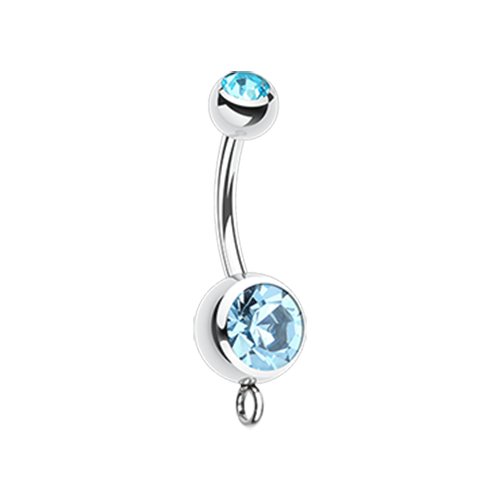 Steel 'Add-On Dangle' Gem Ball Belly Button Ring Navel Ring Impulse Piercings Aqua