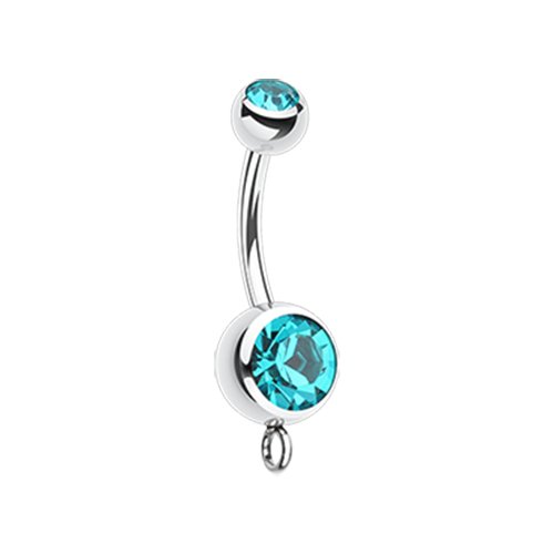 Steel 'Add-On Dangle' Gem Ball Belly Button Ring Navel Ring Impulse Piercings Teal