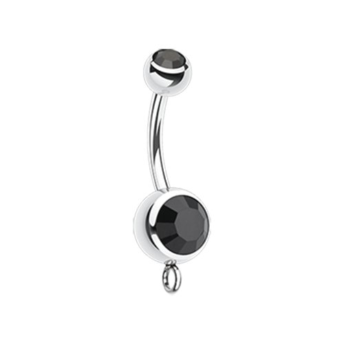 Steel 'Add-On Dangle' Gem Ball Belly Button Ring Navel Ring Impulse Piercings Black