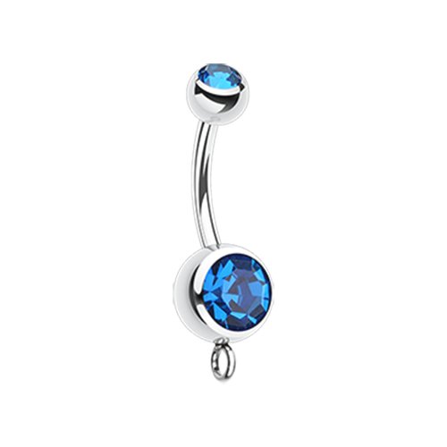 Steel 'Add-On Dangle' Gem Ball Belly Button Ring Navel Ring Impulse Piercings Capri Blue