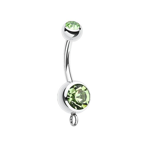 Steel 'Add-On Dangle' Gem Ball Belly Button Ring Navel Ring Impulse Piercings Light Green