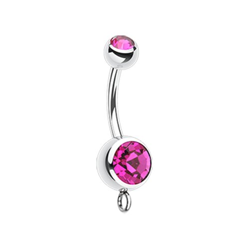 Steel 'Add-On Dangle' Gem Ball Belly Button Ring Navel Ring Impulse Piercings Fuchsia