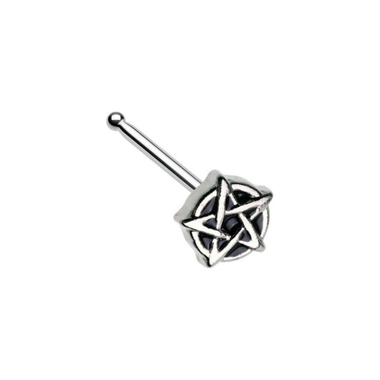 Steel Black Gothic Pentagram Nose Stud Ring Nose Ring Impulse Piercings