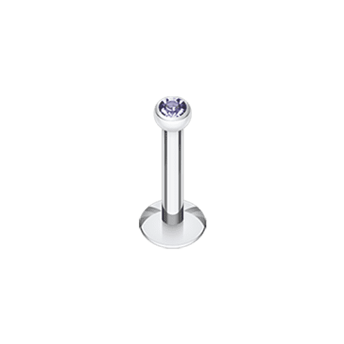 Steel Gem Ball Internally Threaded Labret Labret Impulse Piercings 1/4" (6mm) Tanzanite