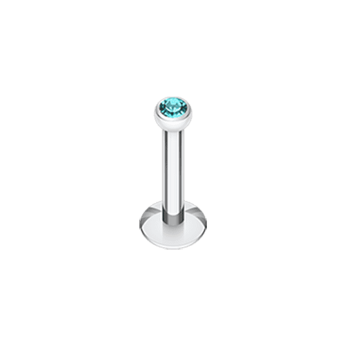 Steel Gem Ball Internally Threaded Labret Labret Impulse Piercings 1/4" (6mm) Teal