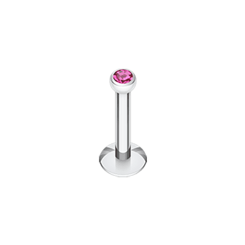 Steel Gem Ball Internally Threaded Labret Labret Impulse Piercings 1/4" (6mm) Fuchsia