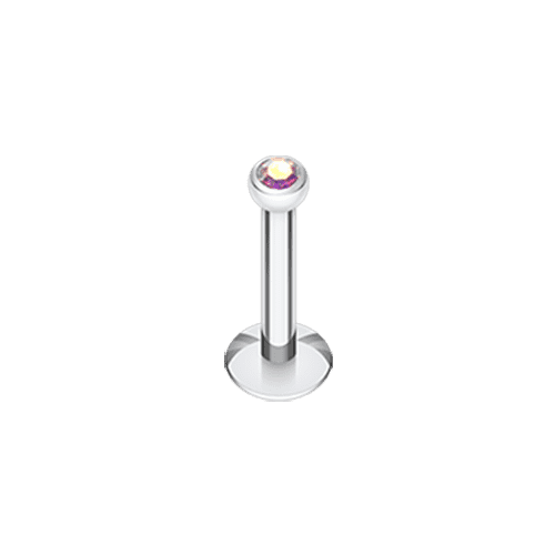 Steel Gem Ball Internally Threaded Labret Labret Impulse Piercings 1/4" (6mm) Aurora Borealis