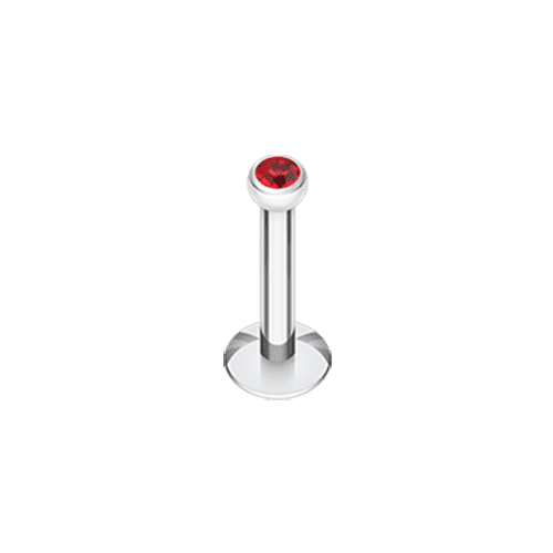 Steel Gem Ball Internally Threaded Labret Labret Impulse Piercings 1/4" (6mm) Red