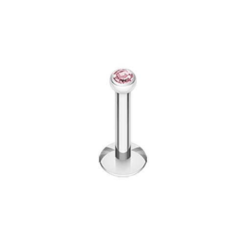 Steel Gem Ball Internally Threaded Labret Labret Impulse Piercings 1/4" (6mm) Pink