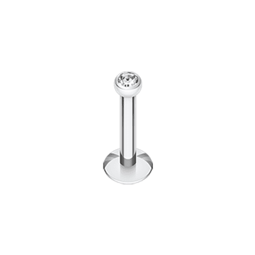 Steel Gem Ball Push-Fit Labret Labret Impulse Piercings 16 GA (1.2mm) 3/32" (2mm) Clear