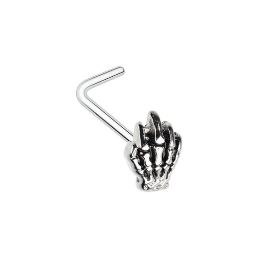 Steel Skeleton Hand L-Shape Nose Ring Nose Ring Impulse Piercings